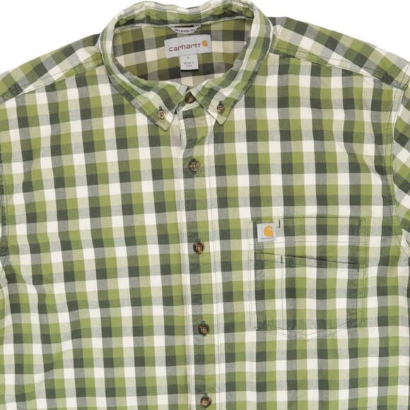 Carhartt Button Down Green Earth Tones Plaid Relaxed Fit Shirt Mens Large L - Picture 2 of 4